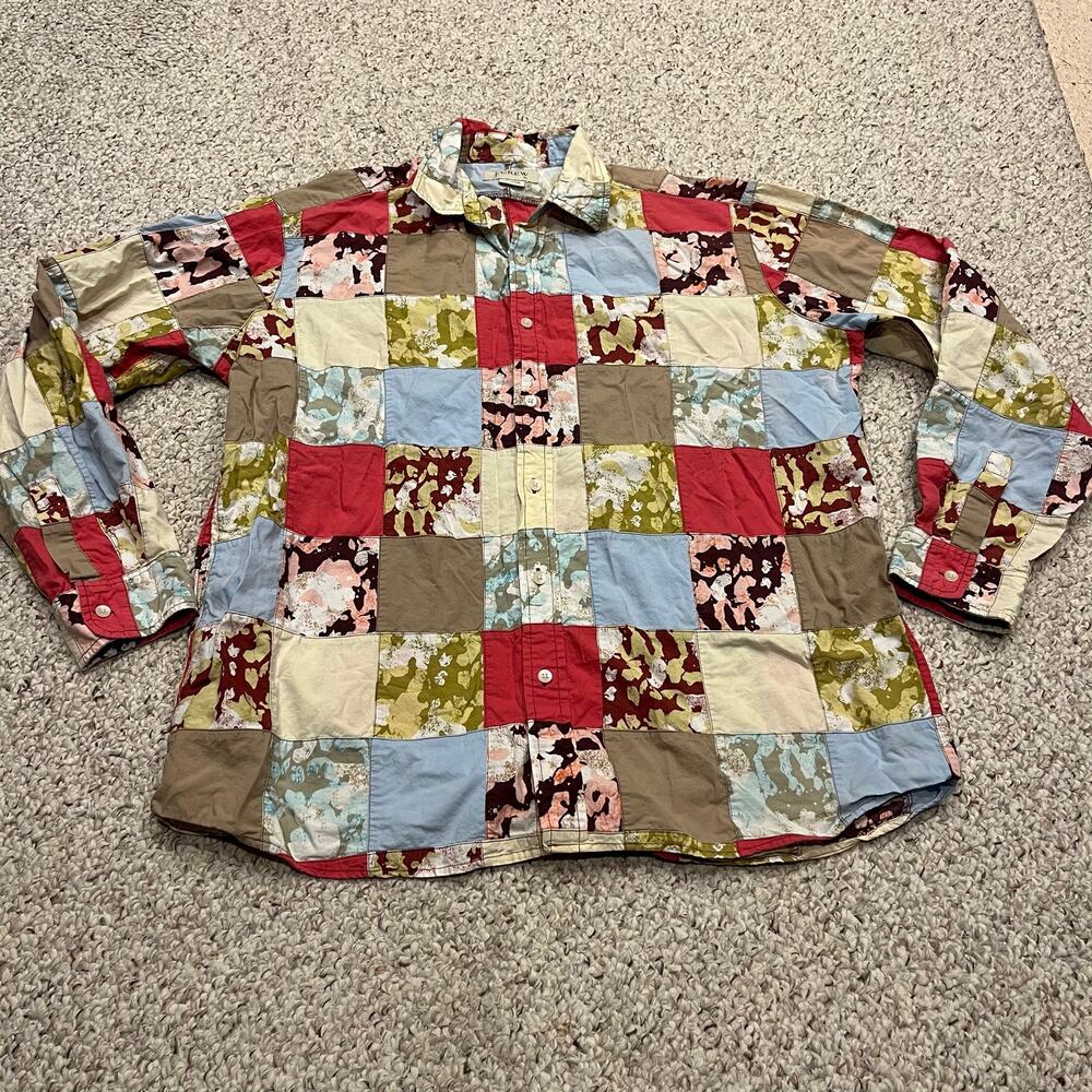 J Crew All Over Patchwork Long Sleeve Button Down XL Vintage Cotton Preppy